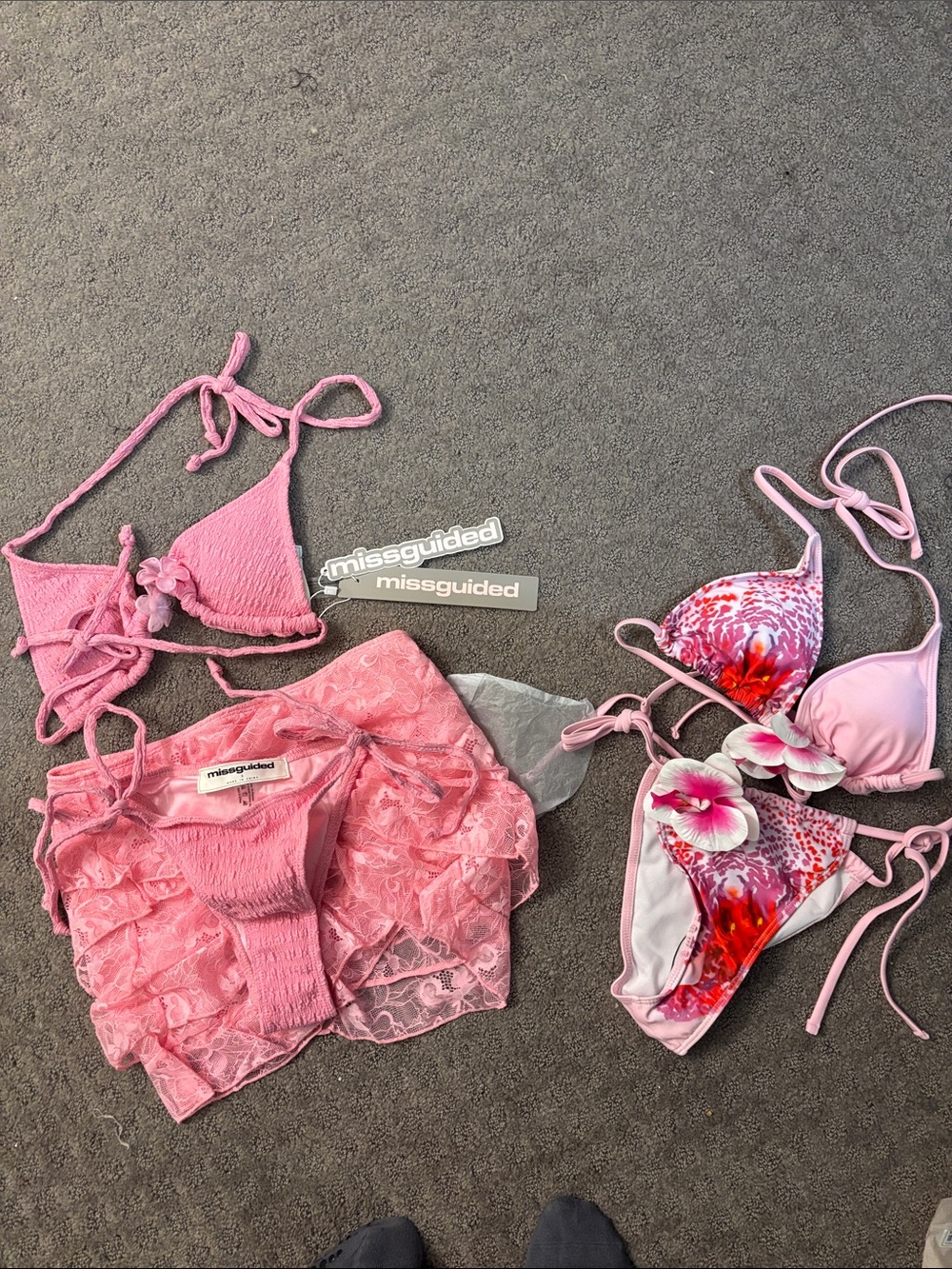 Missguided Pink Floral & Lace Bikini Mix